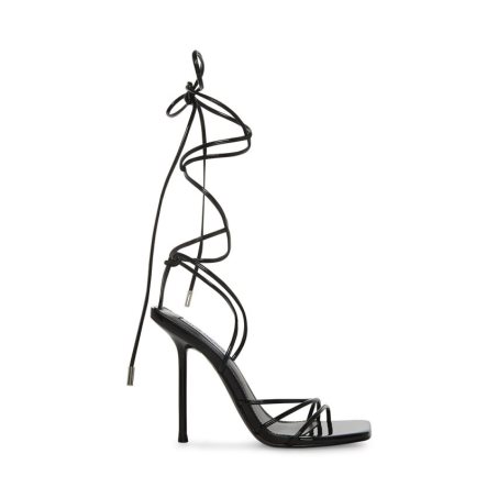 Black Steve Madden Evita Patent Women's Heels Sandals | PH 2067LVX